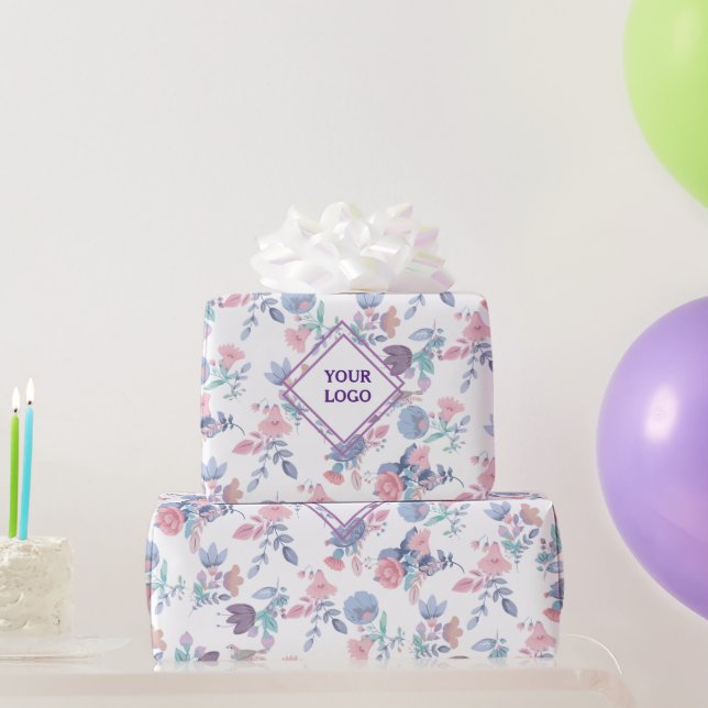 Modern Chic Watercolor Blue Hydrangeas Blommigt Presentpapper (Festgåvor)