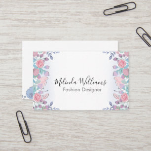 Modern Chic Watercolor Blue Hydrangeas Blommigt Visitkort