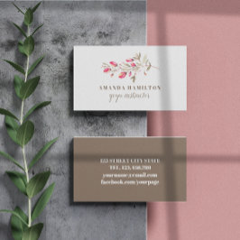 Modern Chic Watercolor vild rosa blommor Visitkort