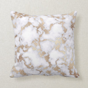 Modern Chic White Gold Foil Marble Mönster Kudde