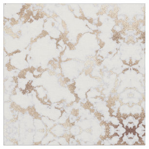 Modern Chic White Gold Foil Marble Mönster Tyg
