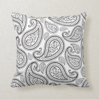 Modern Chic White och Black Paisley Kudde