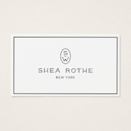 Modern Chic White Professionell Monogram Visitkort