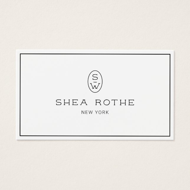 Modern Chic White Professionell Monogram Visitkort (Framsidan)