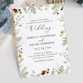 Modern Chic Wildblomma Bröllop Inbjudningar