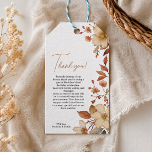 Modern Chic Wildflower Script 1-års födelsedag tj Presentetikett