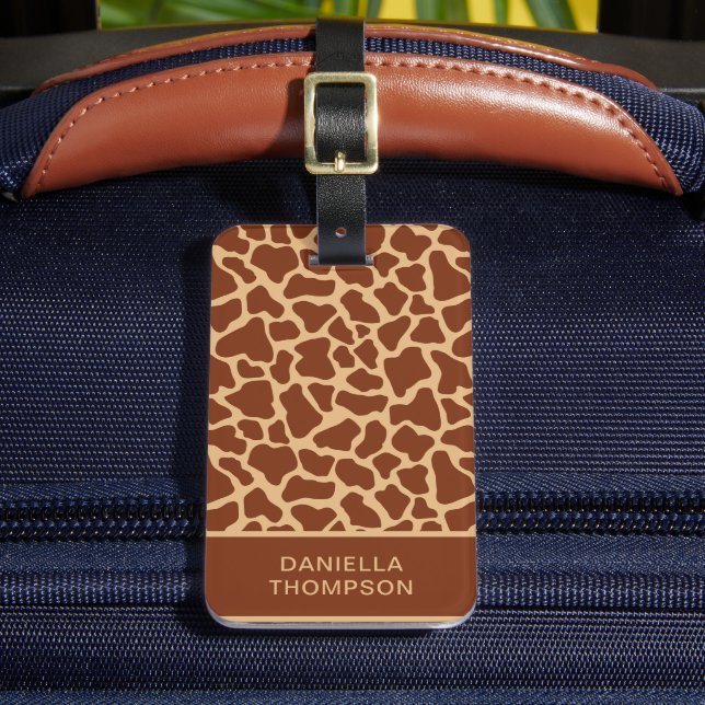 Modern Chic Wildlife Giraffe Print Mönster Travel Bagagebricka (Framsida Insitu 2)