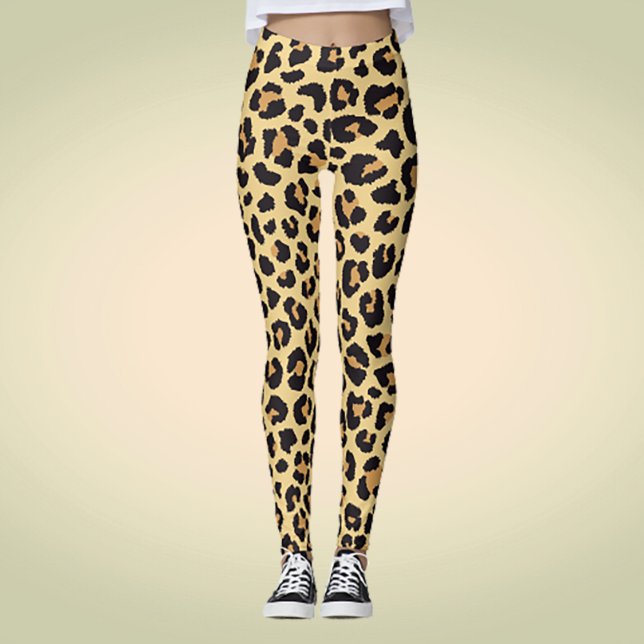 Modern Chic Wildlife Leopard Animal Print Mönster Leggings (Skapare uppladdad)