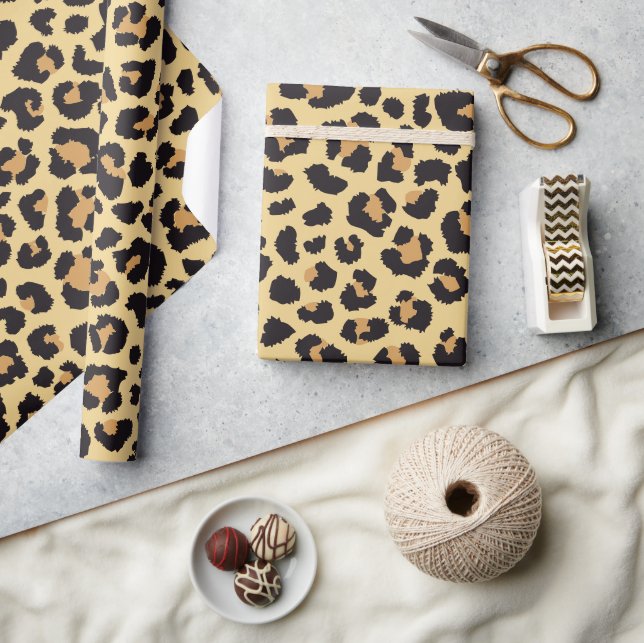 Modern Chic Wildlife Leopard Animal Print Mönster Presentpapper (Hantverk)