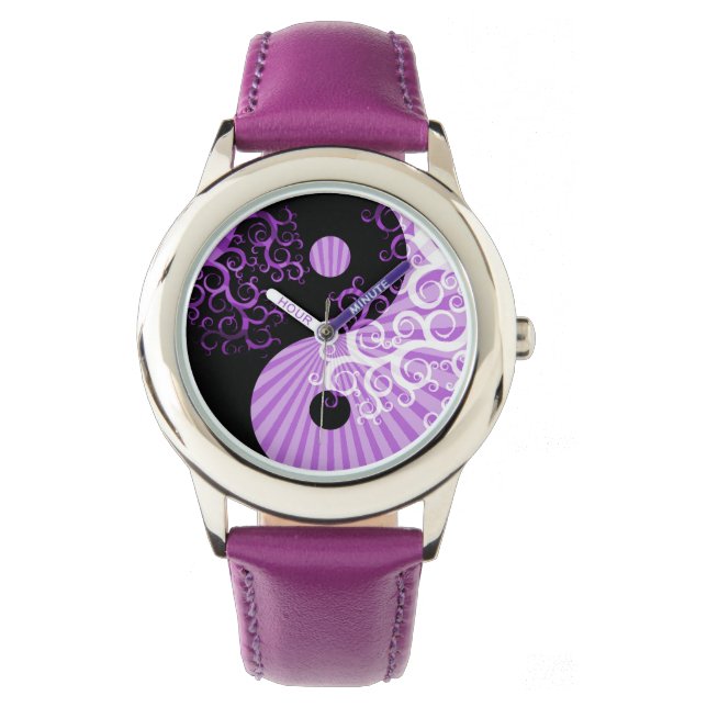 Modern Chic Yin-Yang Sunbeam Blommigt Träd Armbandsur (Framsida)
