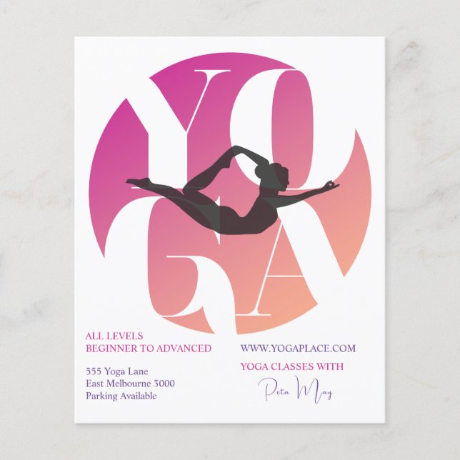 Modern Chic Yoga Instructor Studio-klasser Flygblad (Framsidan)