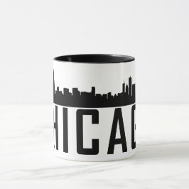 Modern Chicago City Panoramic Skyline Silhouette Mugg