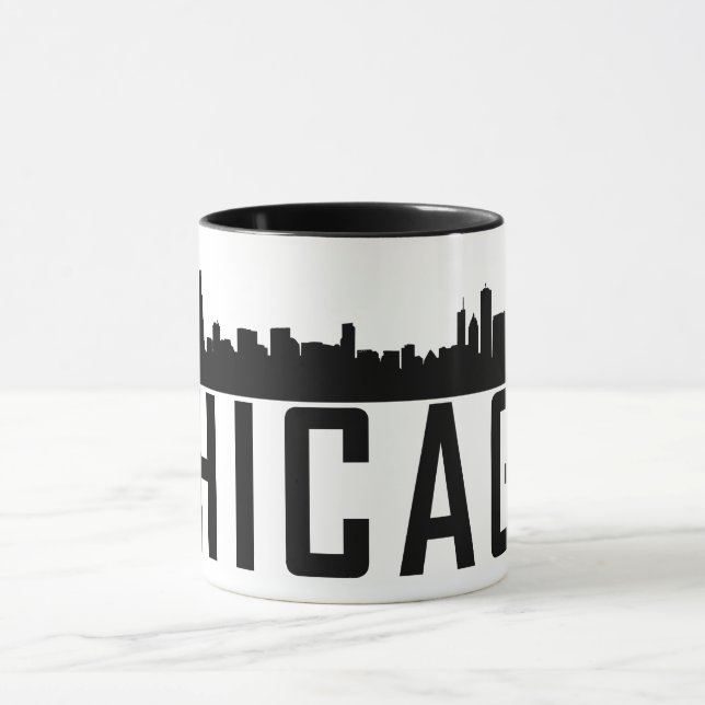 Modern Chicago City Panoramic Skyline Silhouette Mugg (Center)