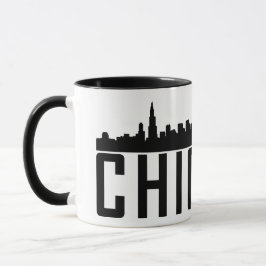 Modern Chicago City Panoramic Skyline Silhouette Mugg