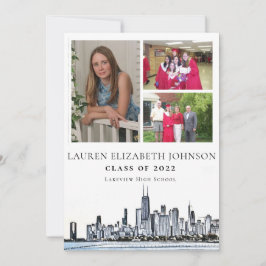 Modern Chicago Skyline 3 Photo Collage Studenten Meddelande