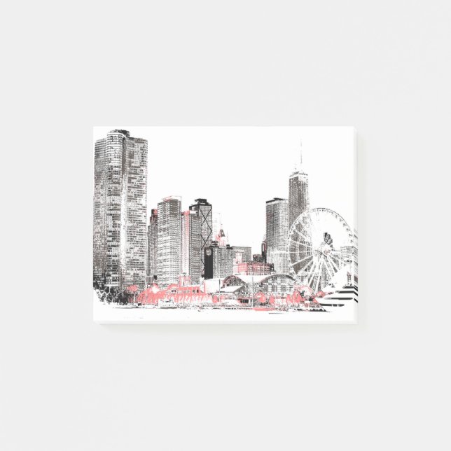 Modern Chicago Skyline Post-it Block (Framsida)