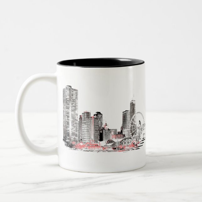 Modern Chicago Skyline Två-Tonad Mugg (Vänster)