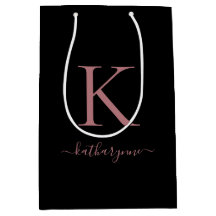 Modern Chich Black Rosa ros Guld Monogram Namn