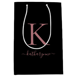 Modern Chich Black Rosa ros Guld Monogram Namn