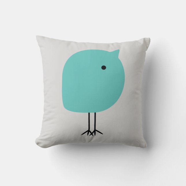 Modern Chick Baby Nursery Pillow, turkos och Grått Kudde (Framsida)