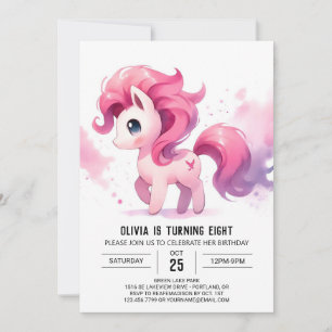 Modern Children Horse Birthday Inbjudningar