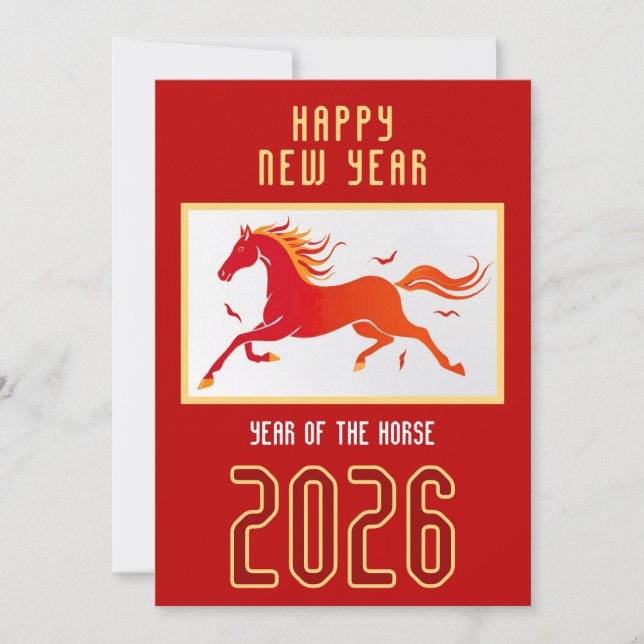 Modern Chinese Horse New Year 2026  Julkort (Framsida)