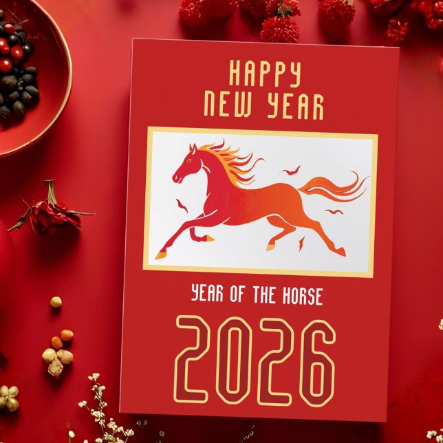 Modern Chinese Horse New Year 2026  Julkort (Skapare uppladdad)