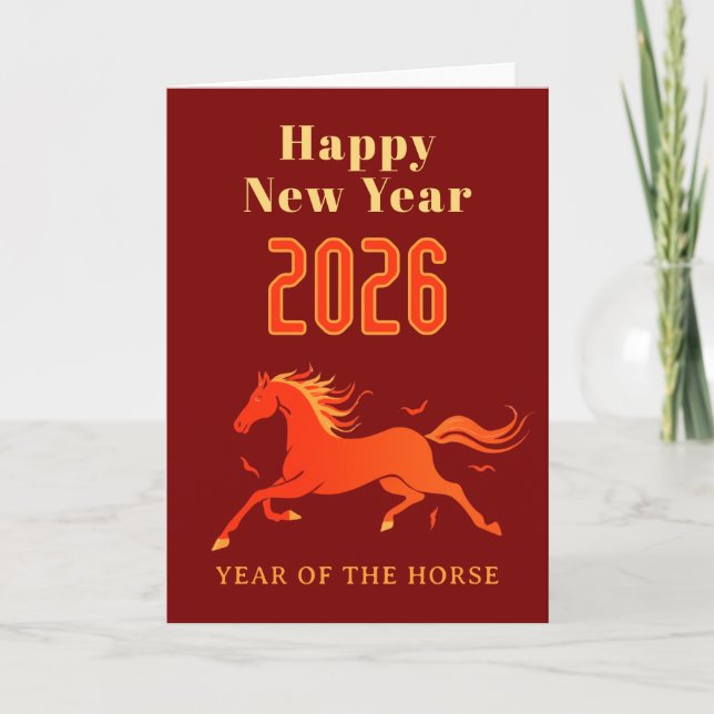 Modern Chinese Horse New Year 2026  Kort (Framsida)