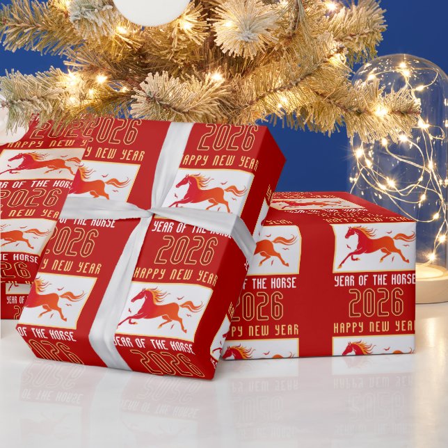 Modern Chinese Horse New Year 2026  Presentpapper (Helgdagar)