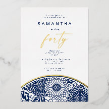 Modern Chinoiserie Foil 4-födelsedagsinbjudan