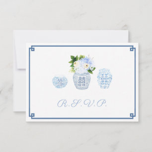 Modern Chinoiserie Navy & Chartreuse Food Options OSA Kort