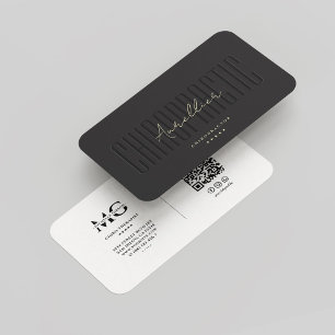 Modern Chiro Therapist Chiropractor Black White Visitkort