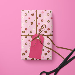 Modern Chocolate Bonbons- Wrapping Papper- Rosa Presentpapper