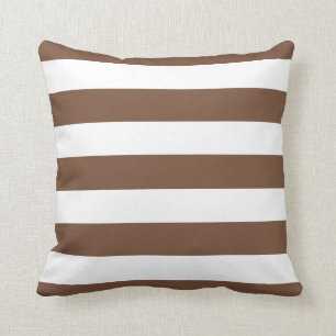 Modern Chocolate Brown och White Rand Kudde