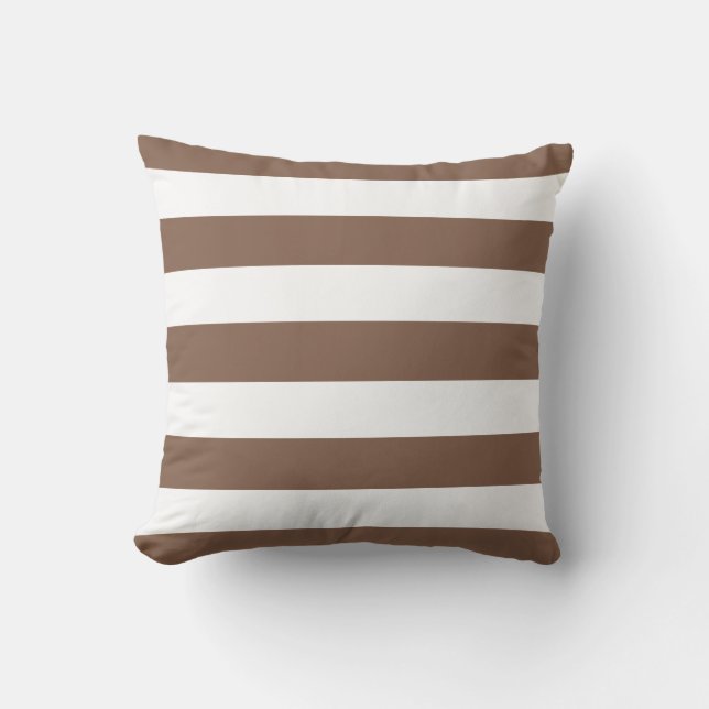 Modern Chocolate Brown och White Rand Utomhuskudde (Framsida)