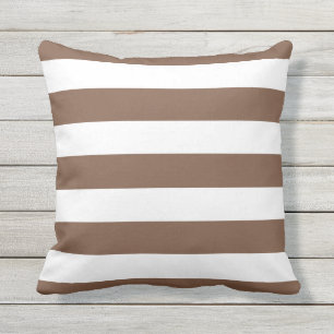 Modern Chocolate Brown och White Rand Utomhuskudde
