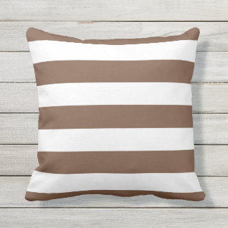 Modern Chocolate Brown och White Rand Utomhuskudde
