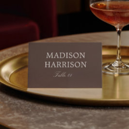 Modern Chocolate Brown Wedding Place Card DIY Inbjudningar