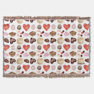 Modern Chocolate Candy Heart Mönster Filt