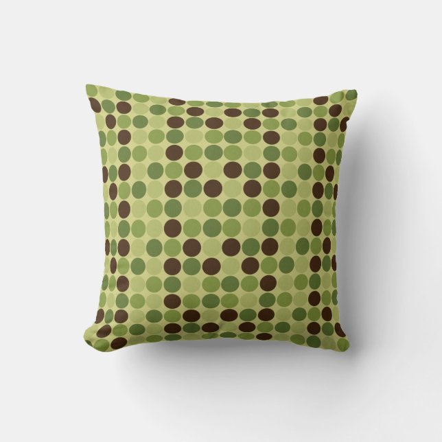 Modern choklad och Grönt Dots MOJO Pillow Kudde (Framsida)
