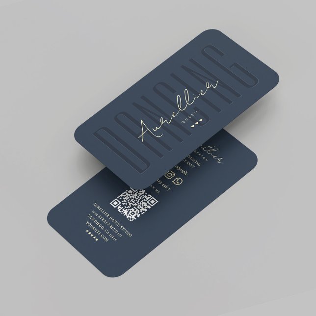 Modern Choreograf Dancing Dancer Mörk blått Guld Visitkort (Modern Choreographer Dancing Dancer Dark Blue Gold Business Card
)