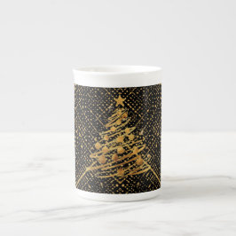Modern, Chrismas Tree, Black Gold Cross Pattern Benporslin Mugg