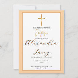 Modern Christening Baptism Gold Cross Invitation Inbjudningar