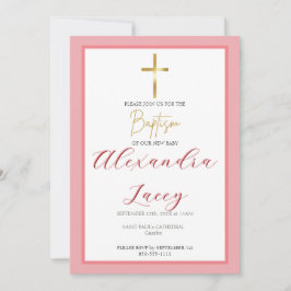 Modern Christening Baptism Gold Cross Invitation Inbjudningar