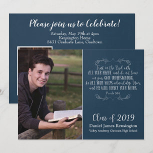 Modern Christian Bible Verse Studenten Photo Inbjudningar