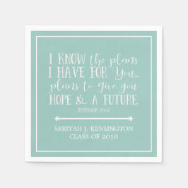 Modern Christian Bible Verse Teal Aqua Studenten Pappersservett