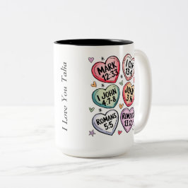 Modern Christian Heart Valentiness Bible Verses Två-Tonad Mugg