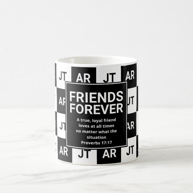 Modern Christian Monogram FRIENDS FOREVER Kaffemugg (Center)