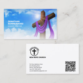 Modern Christian Pastor Kor Cloudscape QR-kod Visitkort
