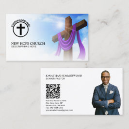 Modern Christian Pastor Kor Cloudscape QR-kod Visitkort